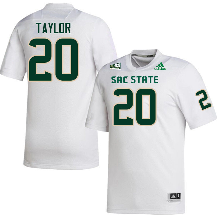 Sacramento State Hornets #20 Adam Taylor College Football Jerseys Stitched-White